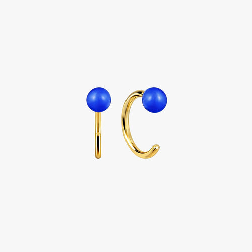 Baby Ball Navy Blue Huggie Earrings