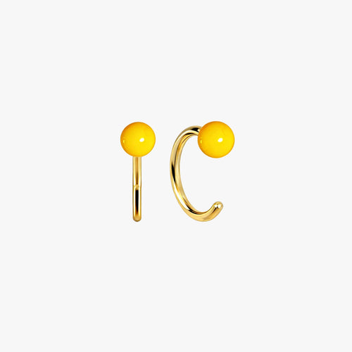 Baby Ball Lemon Huggie Earrings