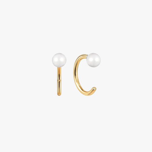 Baby Ball White Enamel Huggie Earrings
