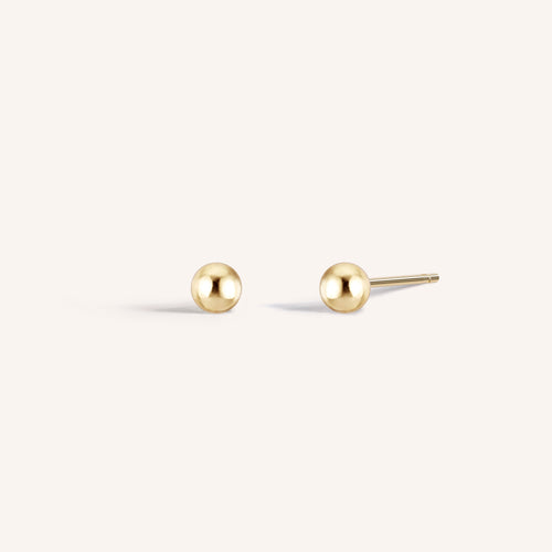 14K Solid Gold Ball Stud Earrings 3mm