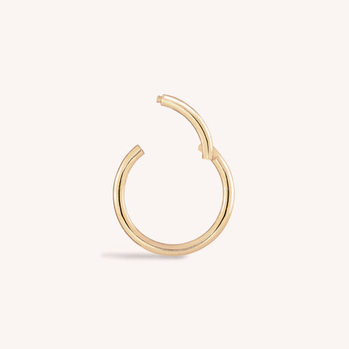 14K Solid Gold Small Clicker Hoop 9mm