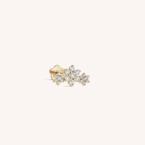 14K Solid Gold Statement Flower Threaded Labret Earring