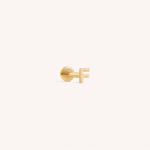 14K Solid Gold Mini Alphabet Flatback Earring