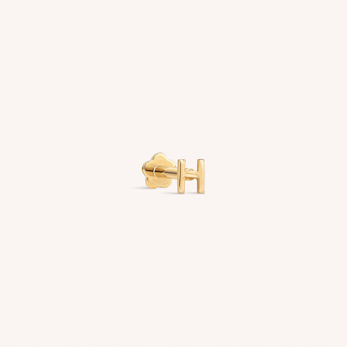 14K Solid Gold Mini Alphabet Flatback Earring