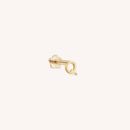 14K Solid Gold Mini Alphabet Flatback Earring