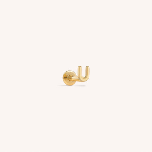 14K Solid Gold Mini Alphabet Flatback Earring