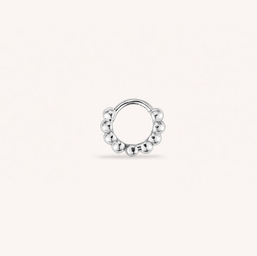 14K Solid Gold Bubble Tiny Hoop Earring