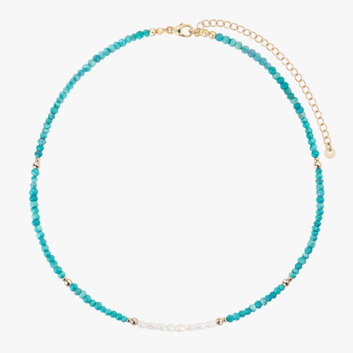 Turquoise Wave Pearly Beaded Necklace