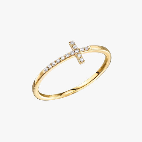 Sideway Pave Cross Ring