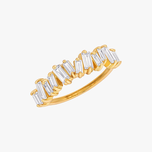 Embellished Baguette Ring Gold