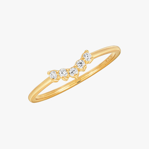 Minimal Chevron Pave Ring Gold