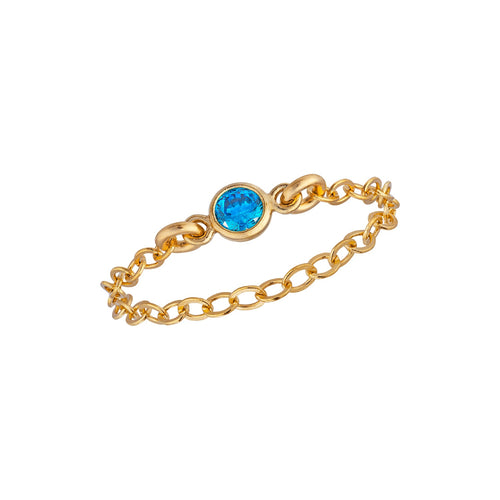 Mini Chain Sapphire Bezel Ring
