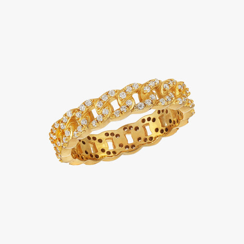 Intertwined Gold Chain CZ Ring