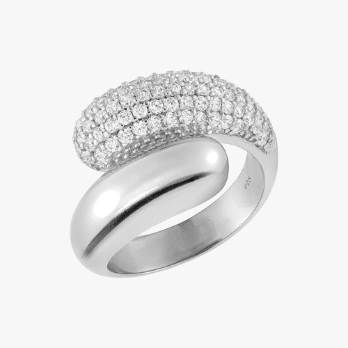 Pave Twin Dome Ring Silver