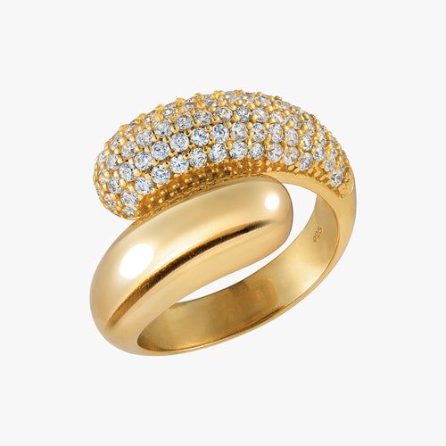 Pave Twin Dome Ring Gold