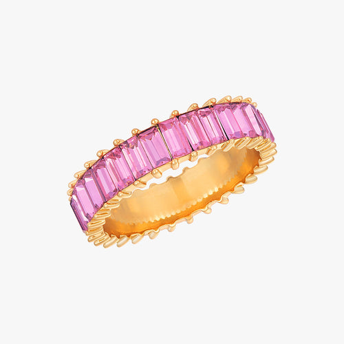 Ruby Baguette Eternity Band Gold Ring