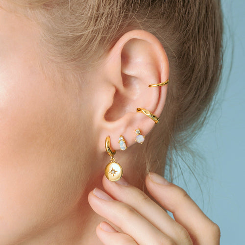White Opal CZ Stud Earrings
