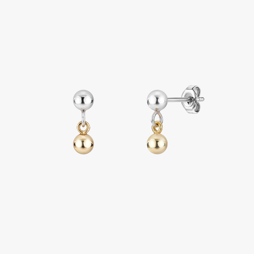 Mini Ball Two Tone Stud Earrings