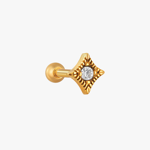Vintage CZ Rhombus Jeweled Micro Barbell
