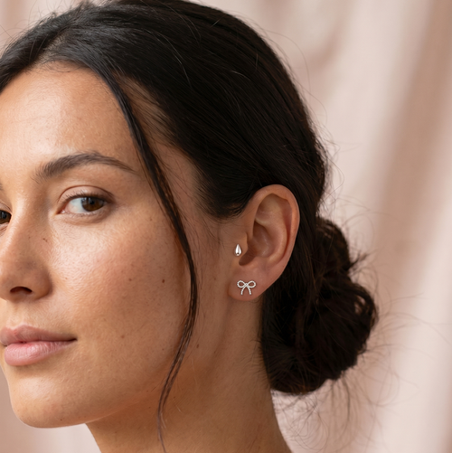 14K Solid Gold Micro Drip Flatback Earring