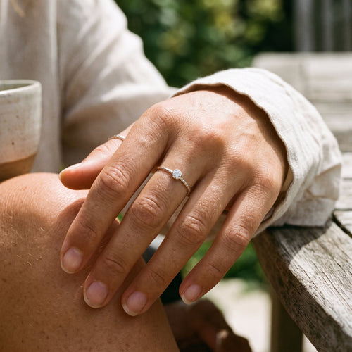 Mini Sparkle Bezel Ring Silver