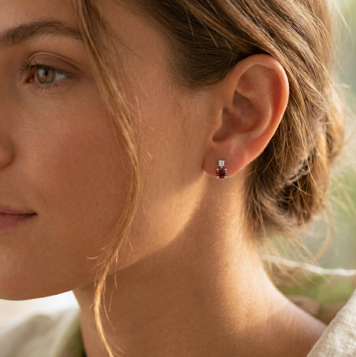 Rhodolite CZ Stud Earrings
