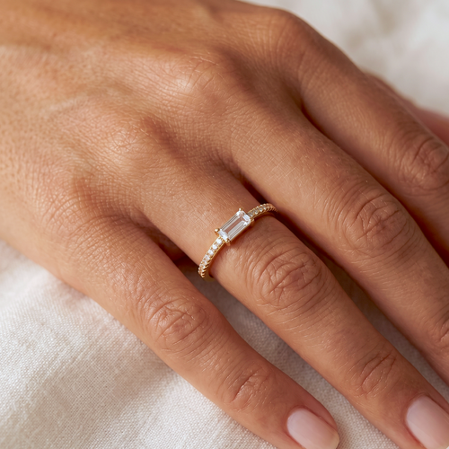Baguette Solitaire Gold Ring
