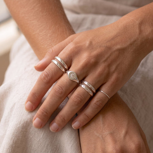 Starburst Dome Ring Silver