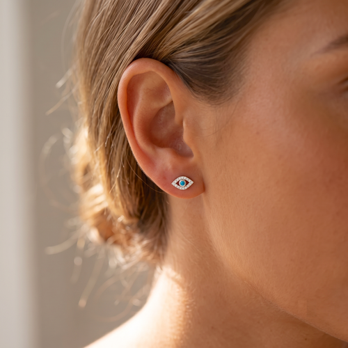 Evil Eye Turquoise Stud Earrings