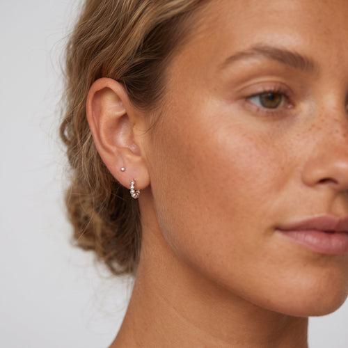 14K Solid Gold Bubble Tiny Hoop Earring