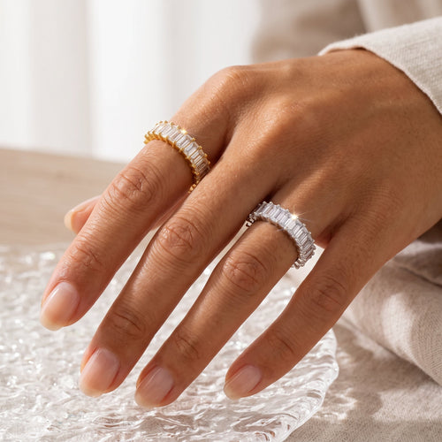 Baguette CZ Eternity Band Silver