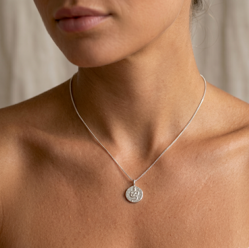 Snake Hammered Disc Necklace