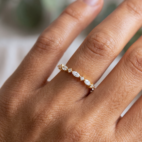 Cluster Marquise Gold Ring