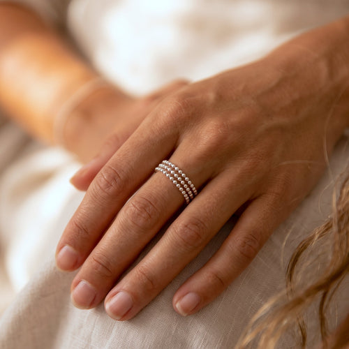 Baby Ball Chain Ring Silver