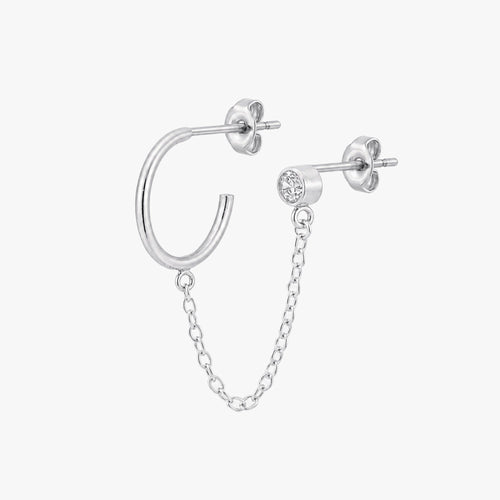 Stud Linked Hoop Chain Earring