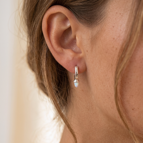 Opal Bullet Huggie Earrings
