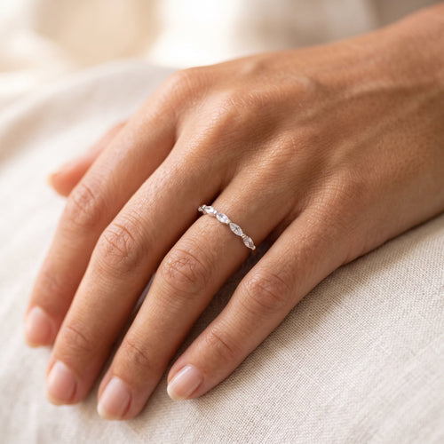 Marquise Pavé Ring Silver