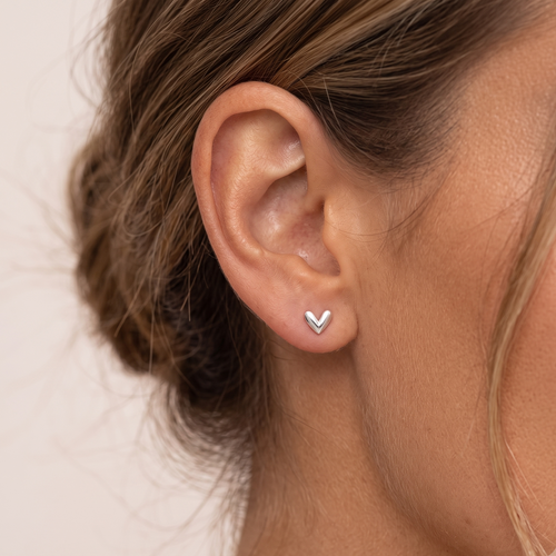 14K Solid Gold SweetHeart Stud Earrings