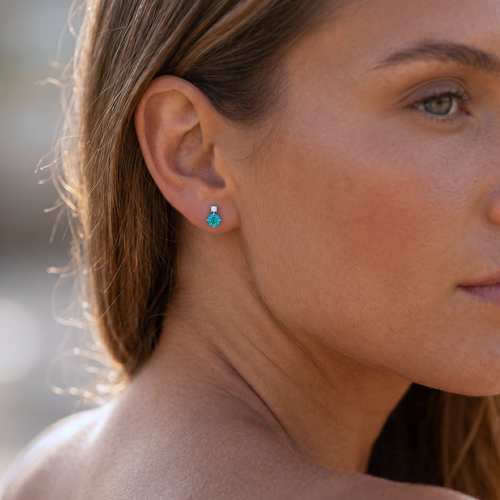 Sea Blue CZ Stud Earrings