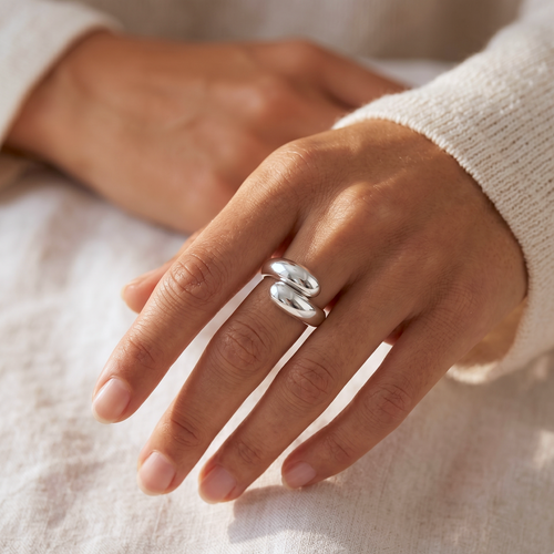 Twin Dome Ring Silver