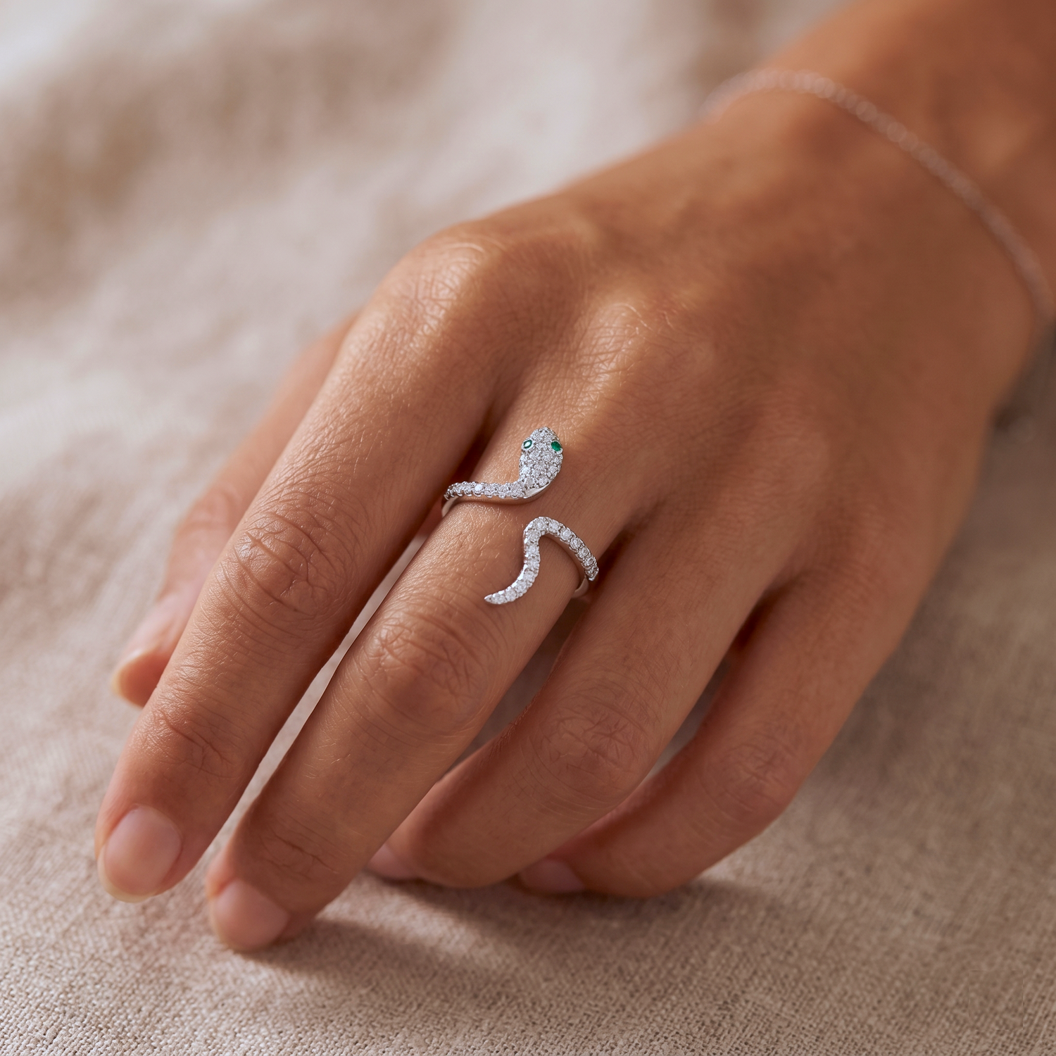 Pave Serpent Slither Ring Silver