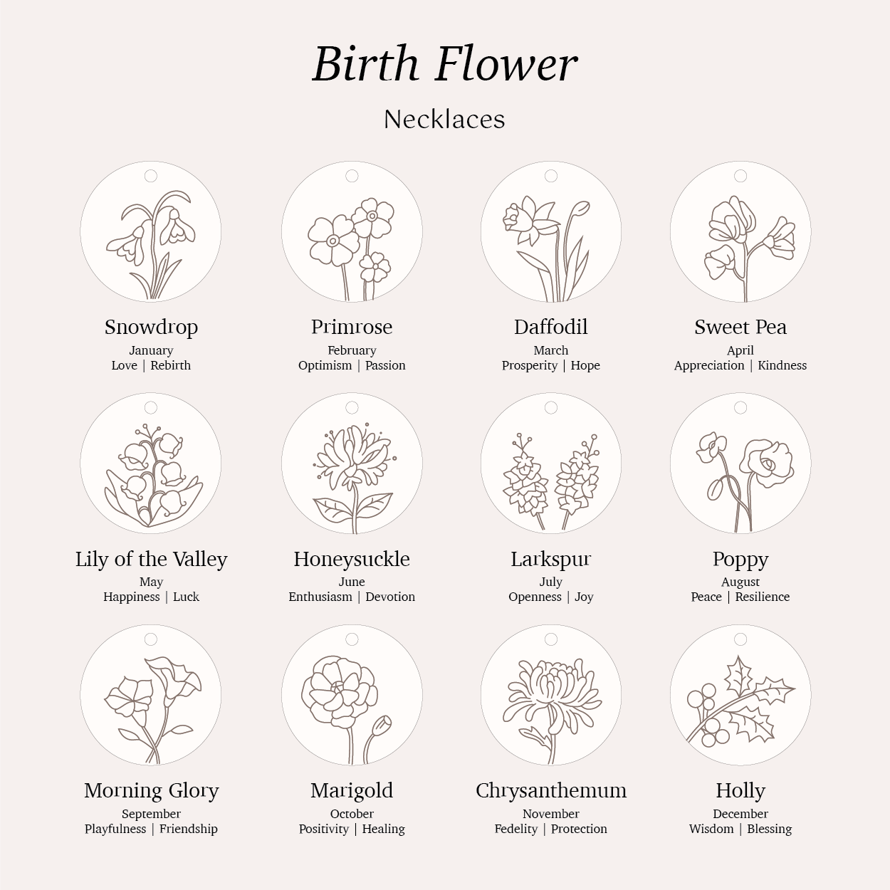 Personalized Birth Flower Necklace