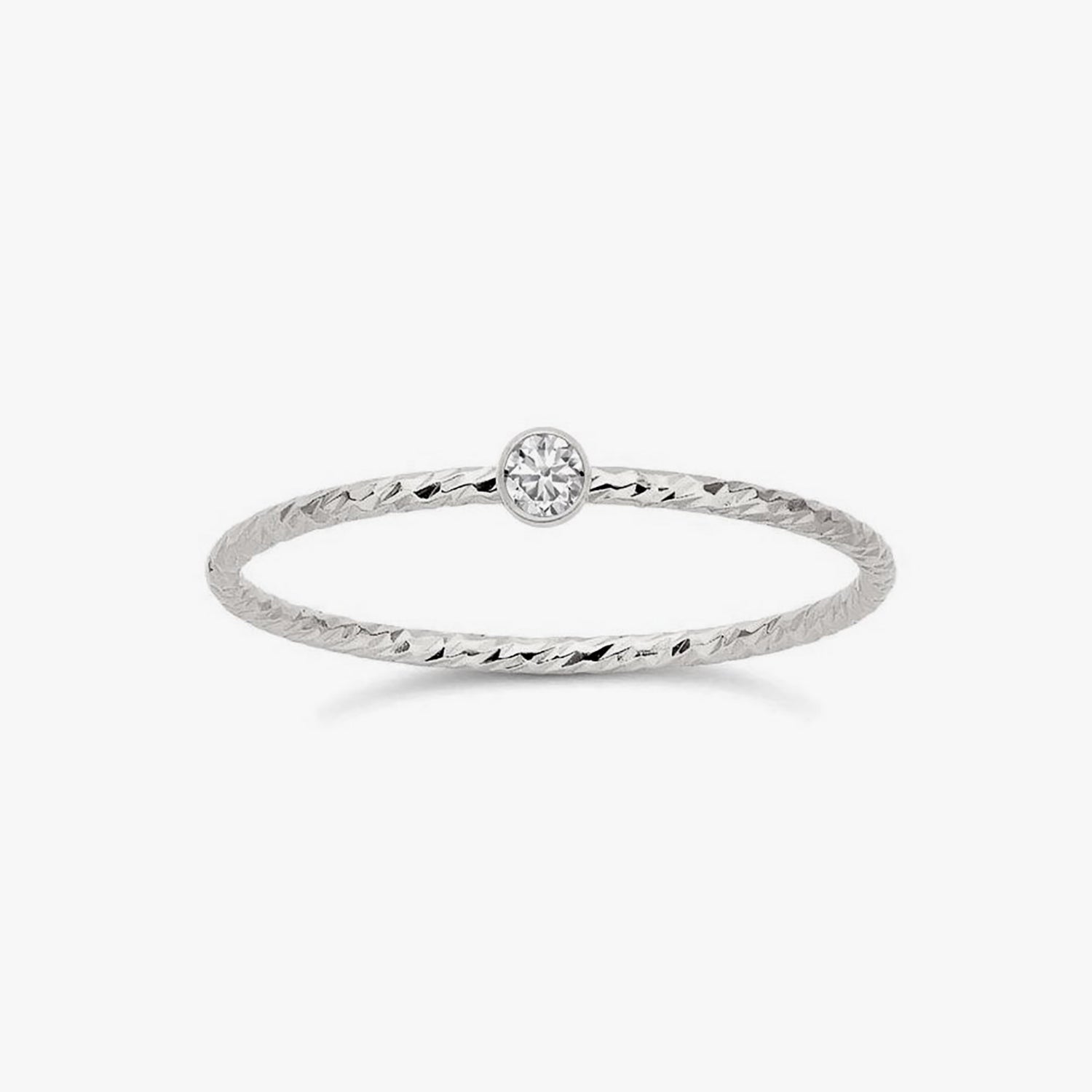 Mini Sparkle Bezel Ring Silver