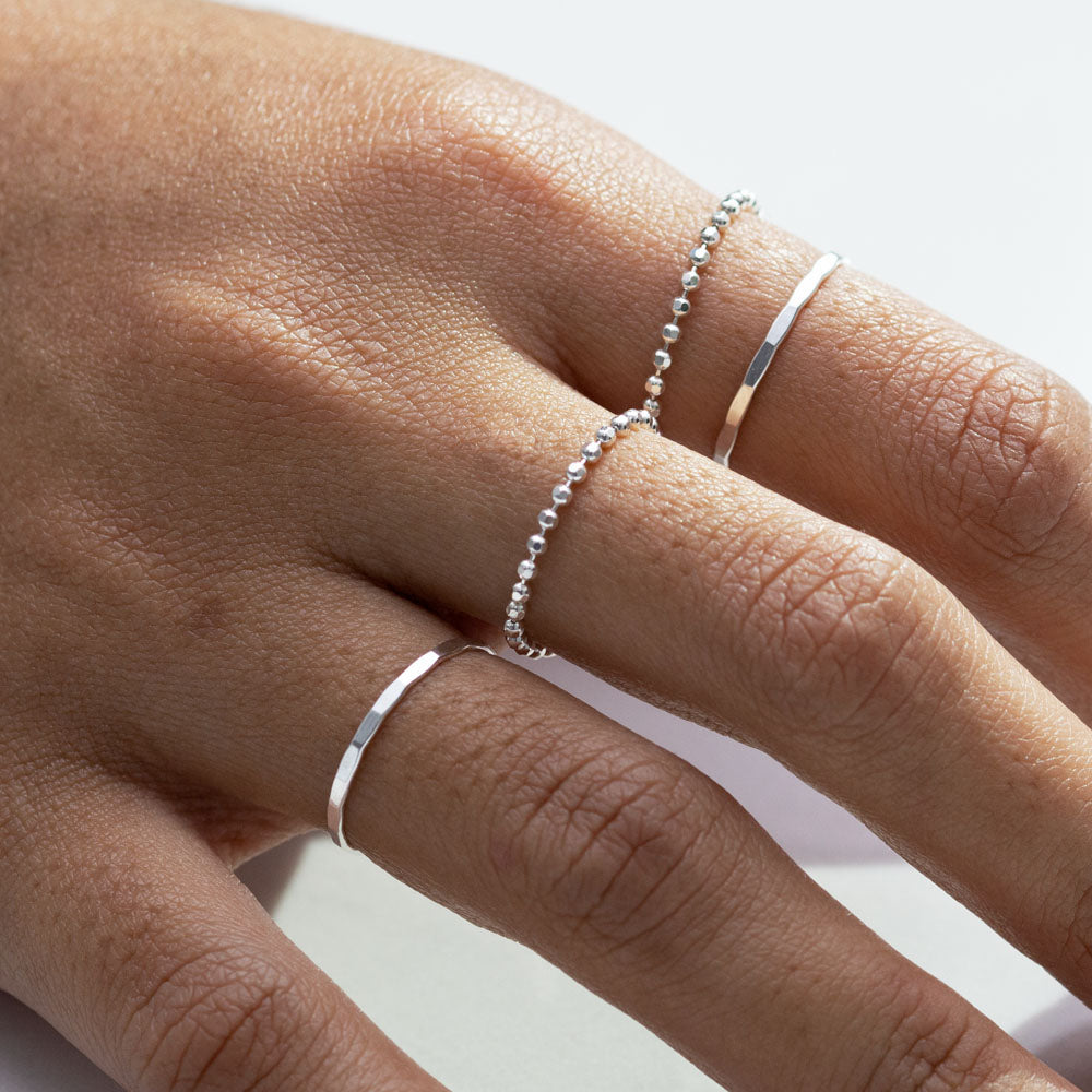 Hammered Band Ring Silver