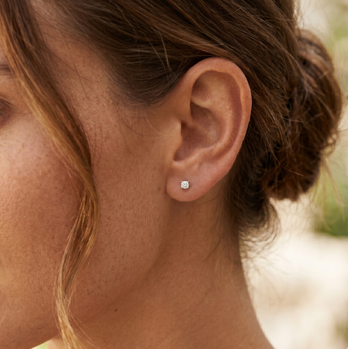 14K Solid Gold Mini Diamond Stud Earrings