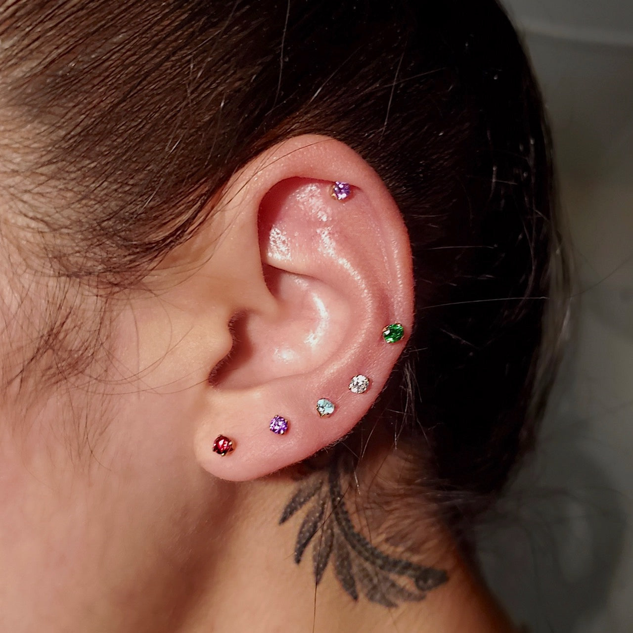 Sparkly Small Birthstones Stud Earrings