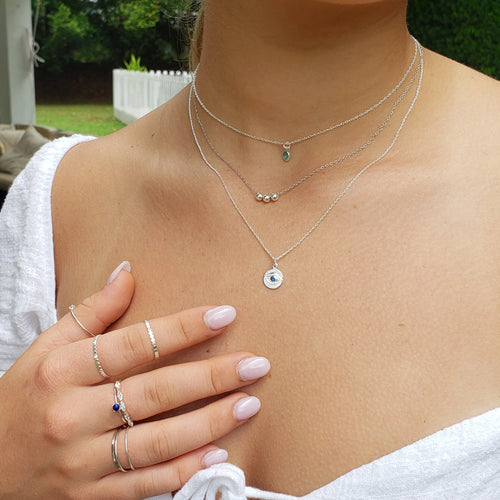 Personalised Bead Chain Necklace Silver