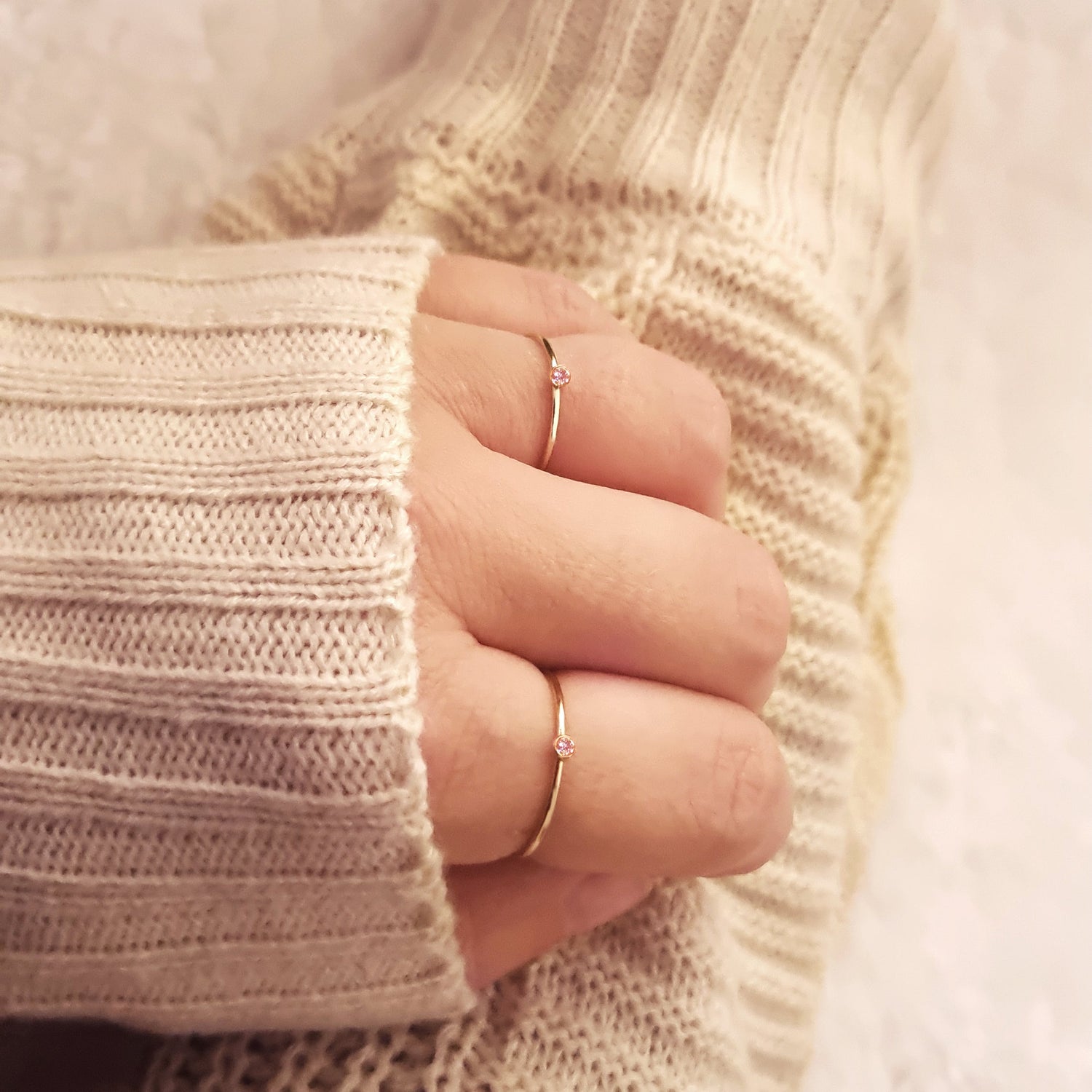 Mini Pink Bezel Ring