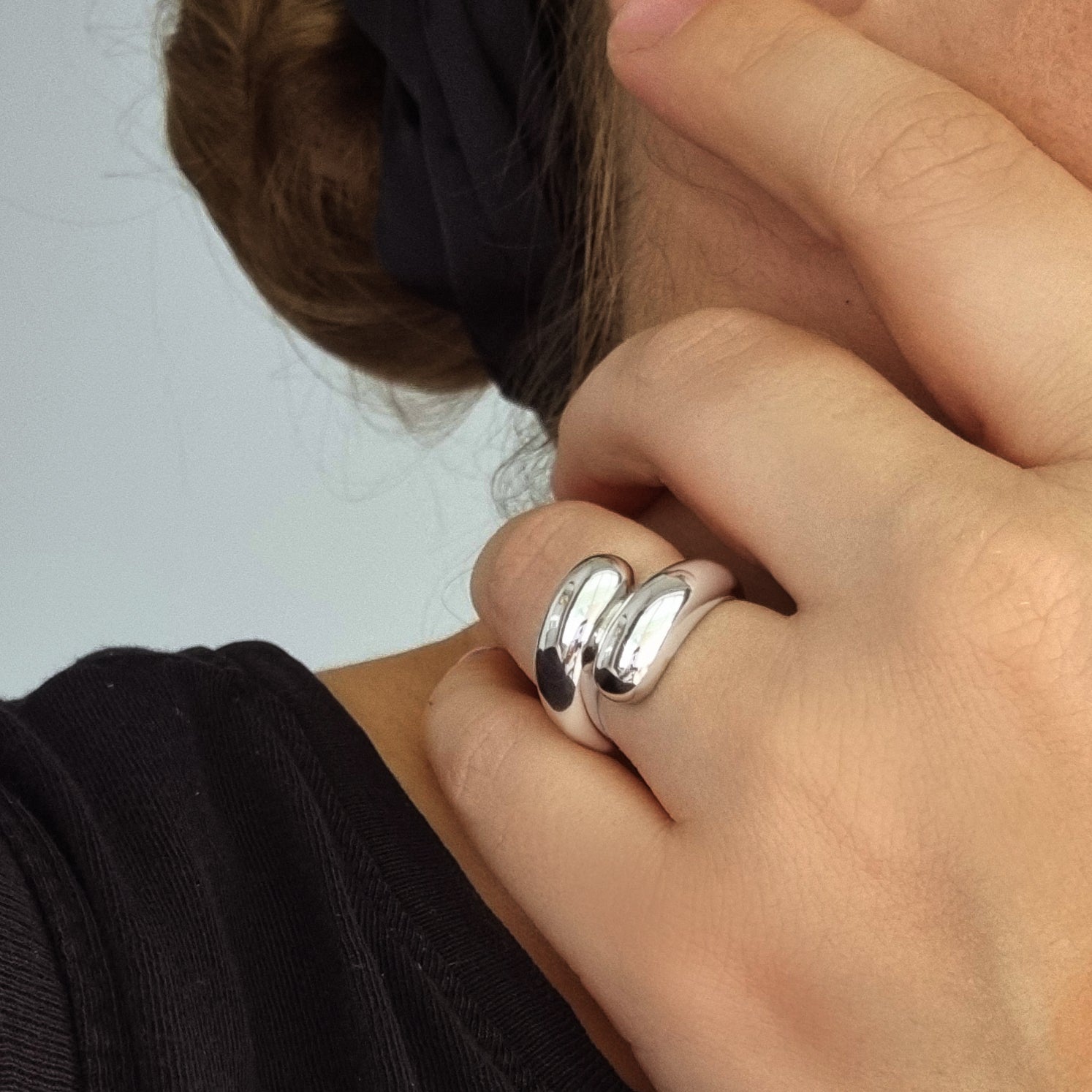 Twin Dome Ring Silver