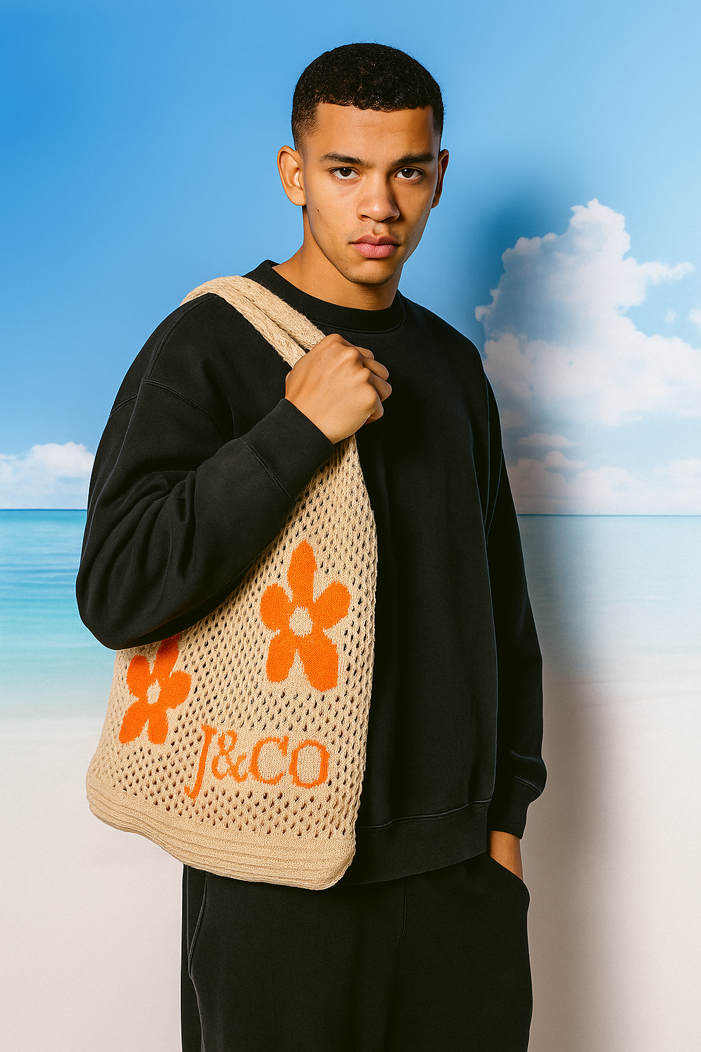 Summer Flower Knit Crochet Tote Bag